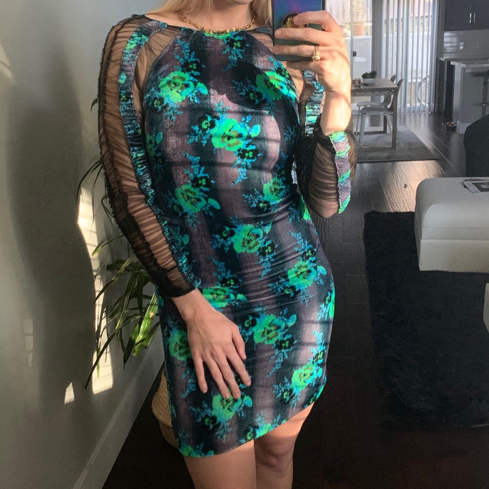 Christopher Kane velvet floral mini dress size 6